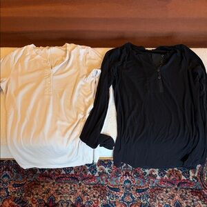 Women's Kit and Ace Black and White Henley Tops
